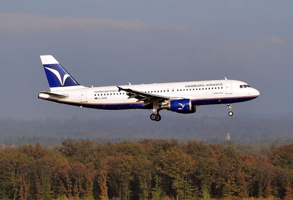 A 320-214 D-AHHC Hamburg Airways final approach CGN - 28.10.2012