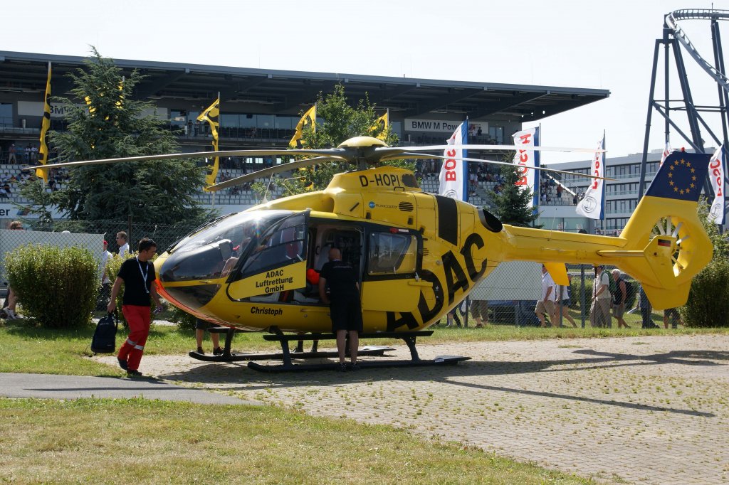 ADAC-Luftrettung, D-HOPI, Eurocopter, EC-135 P-2, 19.08.2012, in Bereitschaft am Nrburgring beim DTM-Rennen, Germany