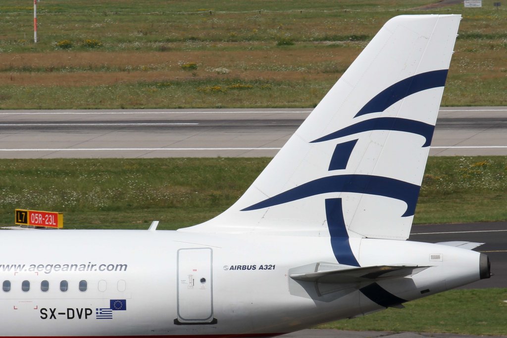 Aegean Airlines, SX-DVP, Airbus, A 321-200 (Seitenleitwerk/Tail), 11.08.2012, DUS-EDDL, Dsseldorf, Germany 