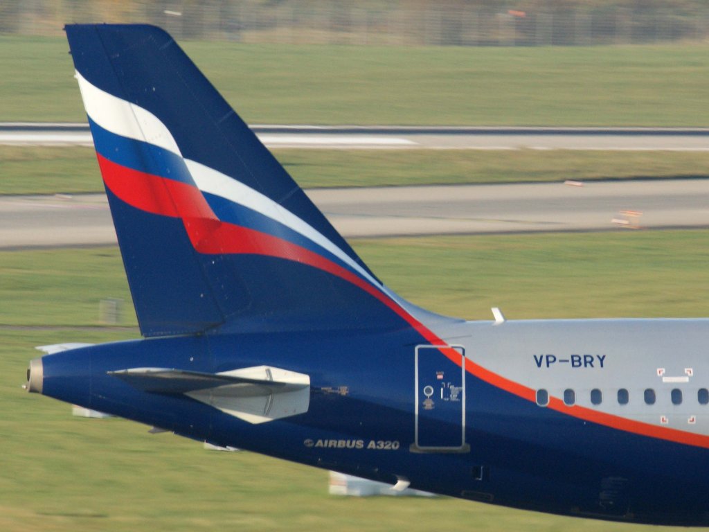 Aeroflot, VP-BRY  K.Brulloff , Airbus, A 320-200 (Seitenleitwerk/Tail), 13.11.2011, DUS-EDDL, Dsseldorf, Germany