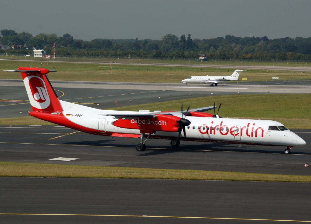 Air Berlin, D-ABQF (aktuelle AB-Lackierung)(LGW), Bombardier DHC 8Q-400, 2009.09.09, DUS, Dsseldorf, Germany