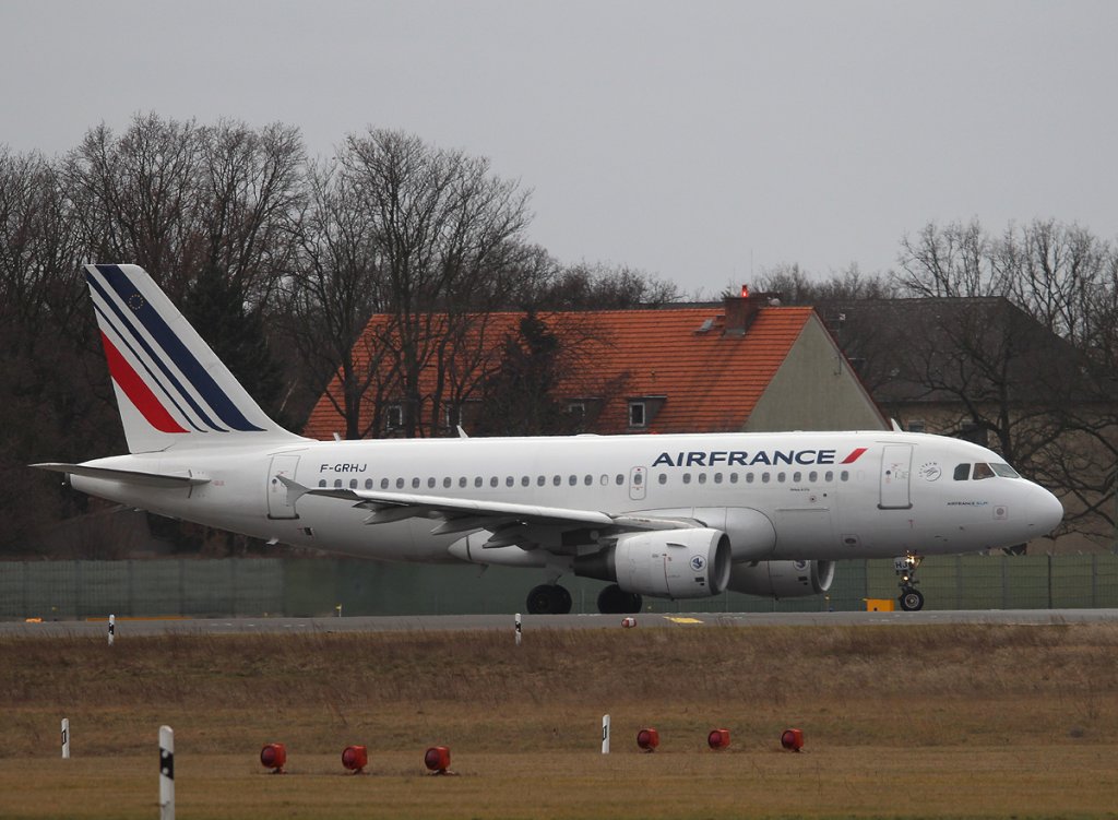 Air France A 319-111 F-GRHJ kurz vor dem Start in Berlin-Tegel am 03.03.2013