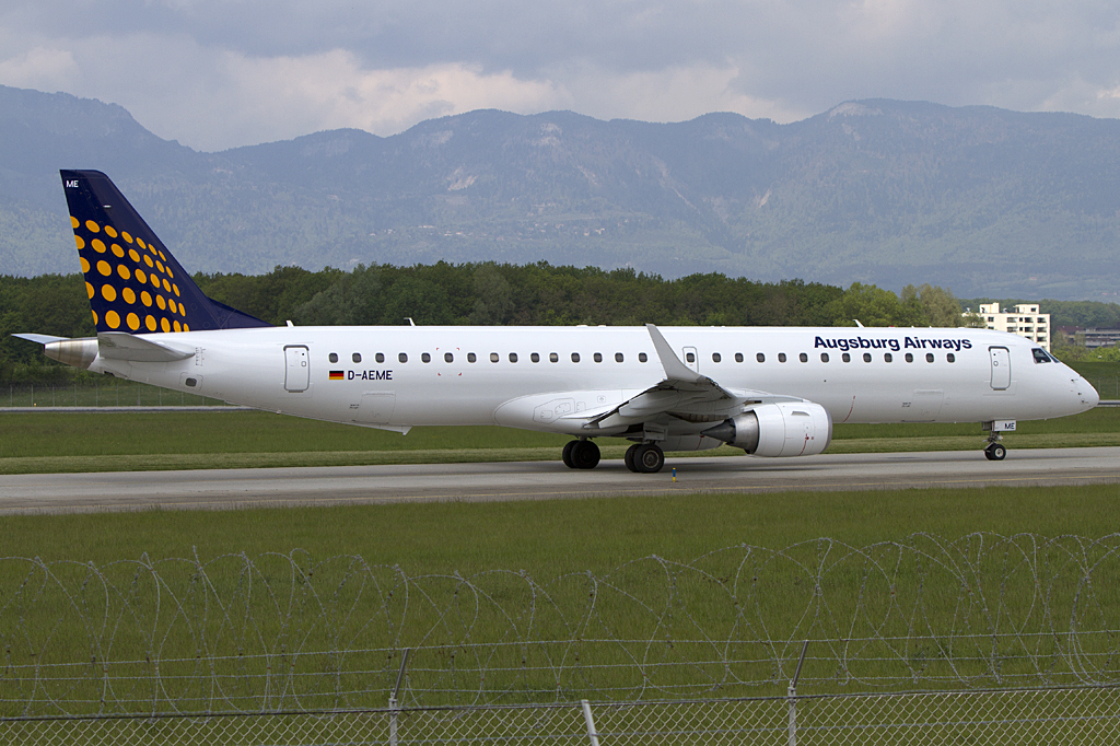 Augsburg Airways, D-AEME, Embraer, EMB-195LR, 08.05.2010, GVA, Geneve, Switzerland 


