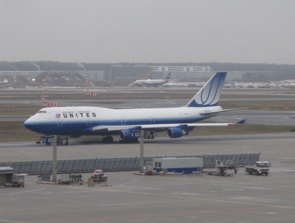 Boeing 747-400 der United Airlines in Frankfurt