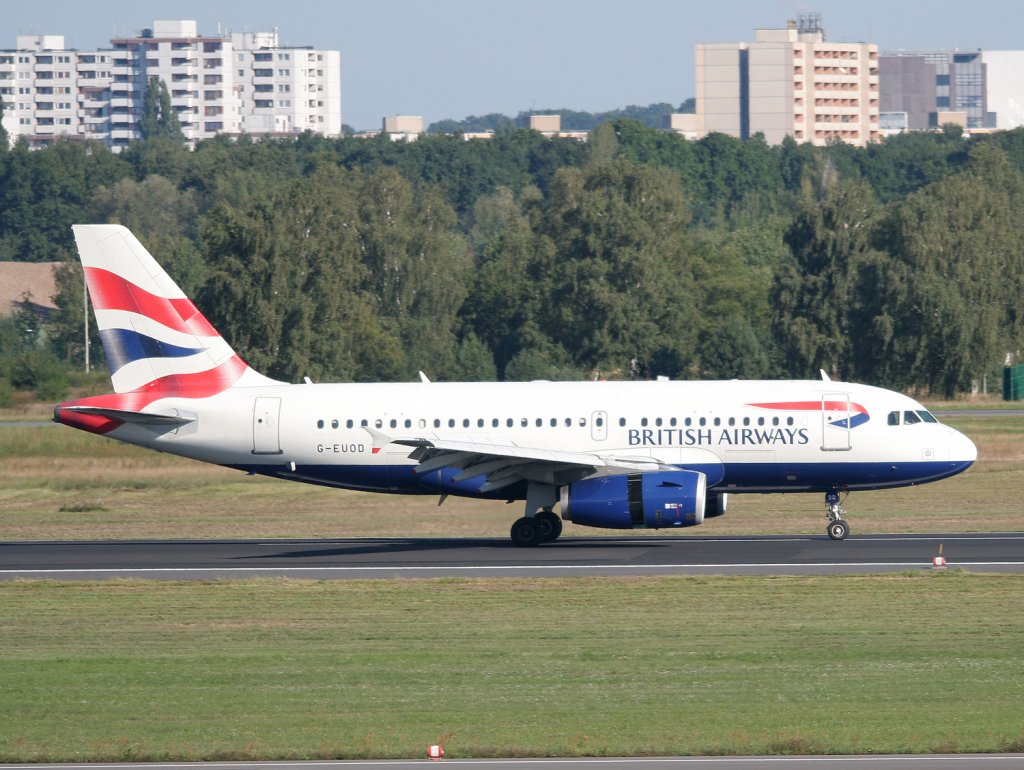British Airways A 319-131 G-EUOD nach der Landung in Berlin-Tegel am 05.09.2010