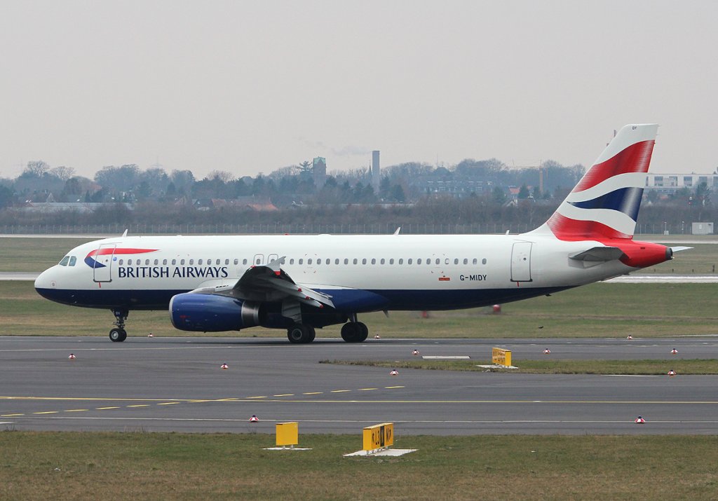 British Airways A 320-232 G-MIDY bei der Ankunft in Dsseldorf am 11.03.2013