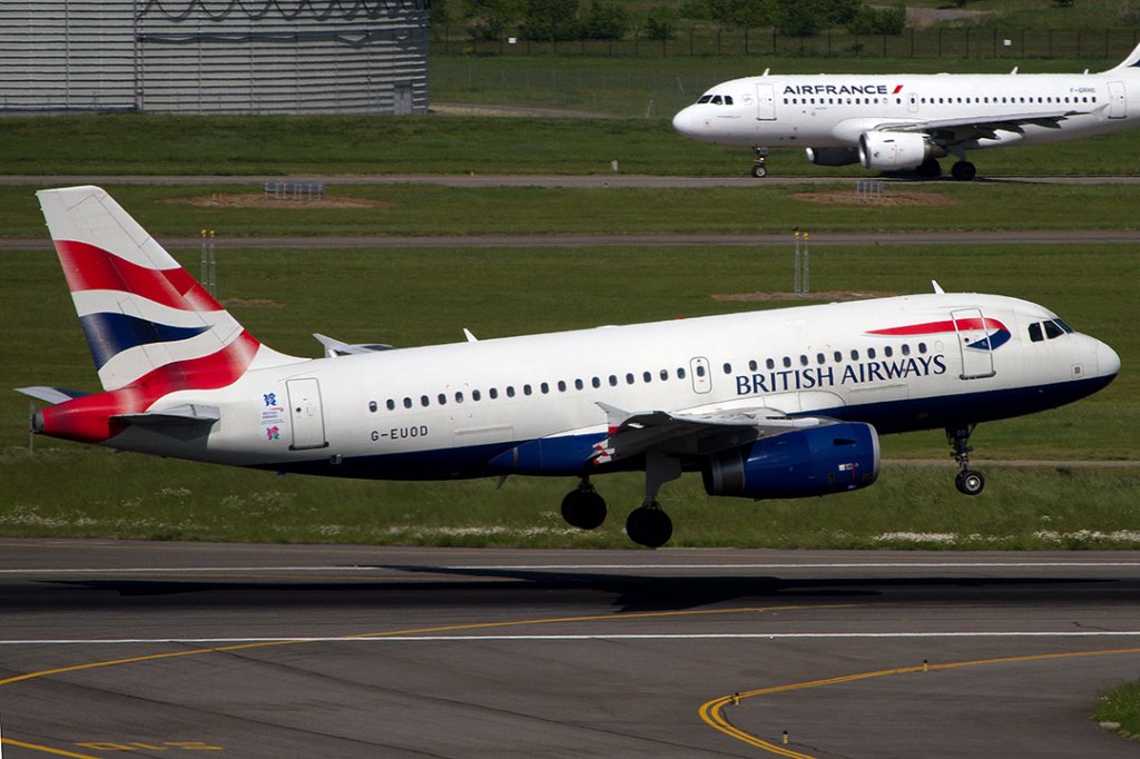 British Airways, G-EUOD, Airbus, A319-131, 09.05.2012, TLS, Toulouse, France 






