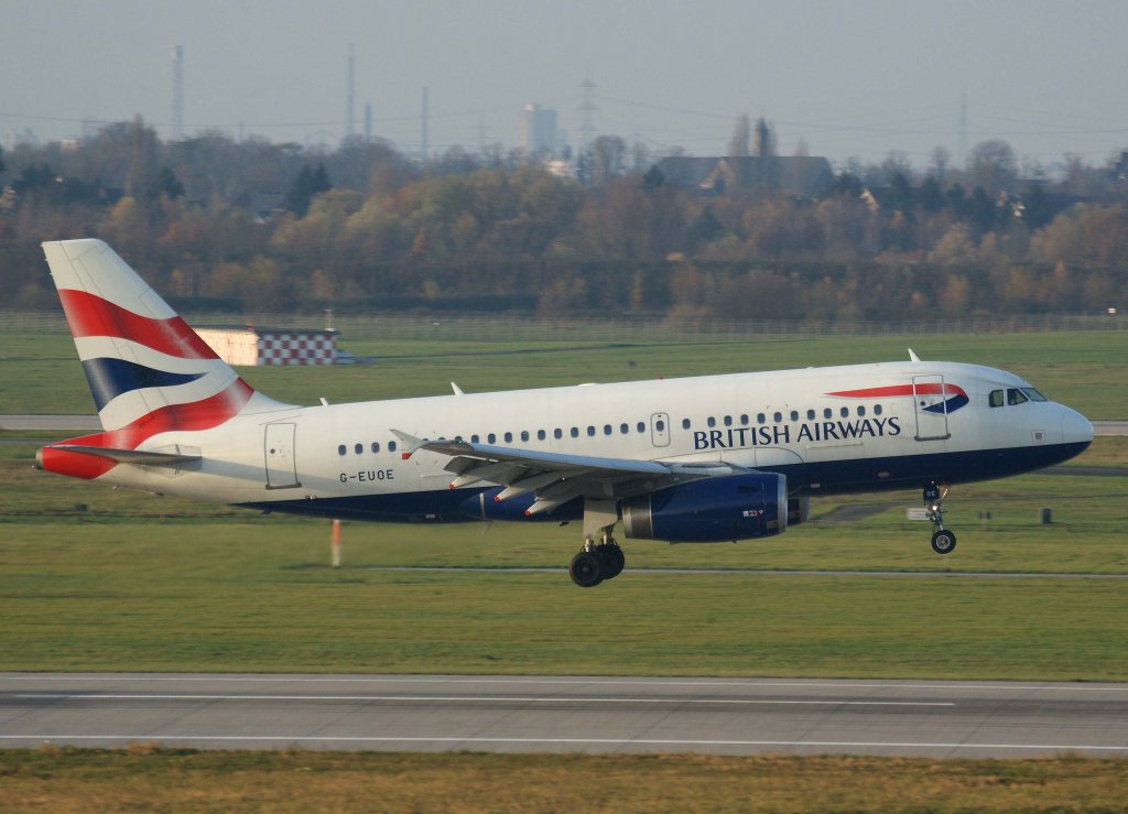 British Airways, G-EUOE, Airbus A 319-100, 2010.11.21, DUS-EDDL, Dsseldorf, Germany 

