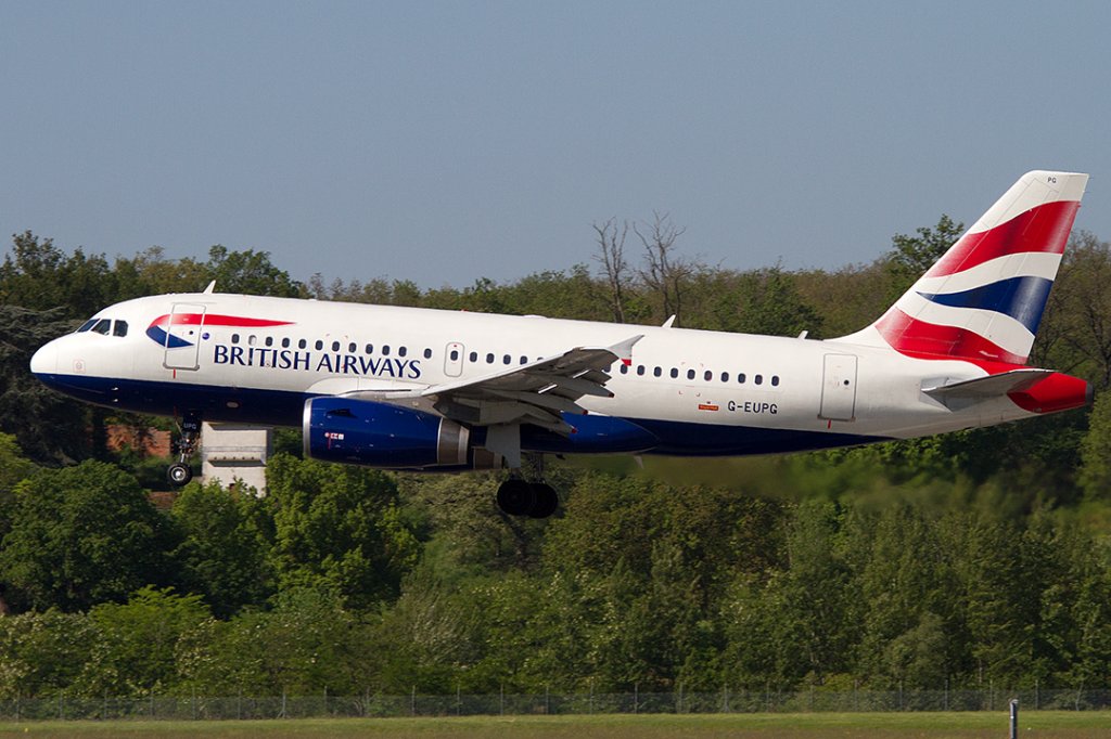 British Airways, G-EUPG, Airbus, A319-131, 09.05.2012, TLS, Toulouse, France 



