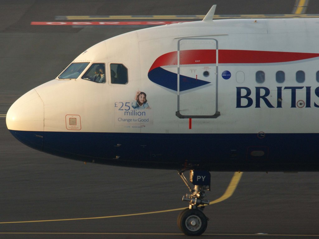 British Airways, G-EUPY, Airbus, A 319-100 (Bug/Nose), 13.11.2011, DUS-EDDL, Dsseldorf, Germany