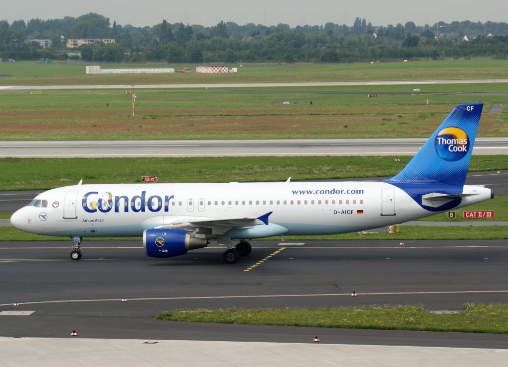 Condor-Berlin, D-AICF (Peanuts-Sticker), Airbus A 320-200, 28.07.2011, DUS-EDDL, Dsseldorf, Germany 

