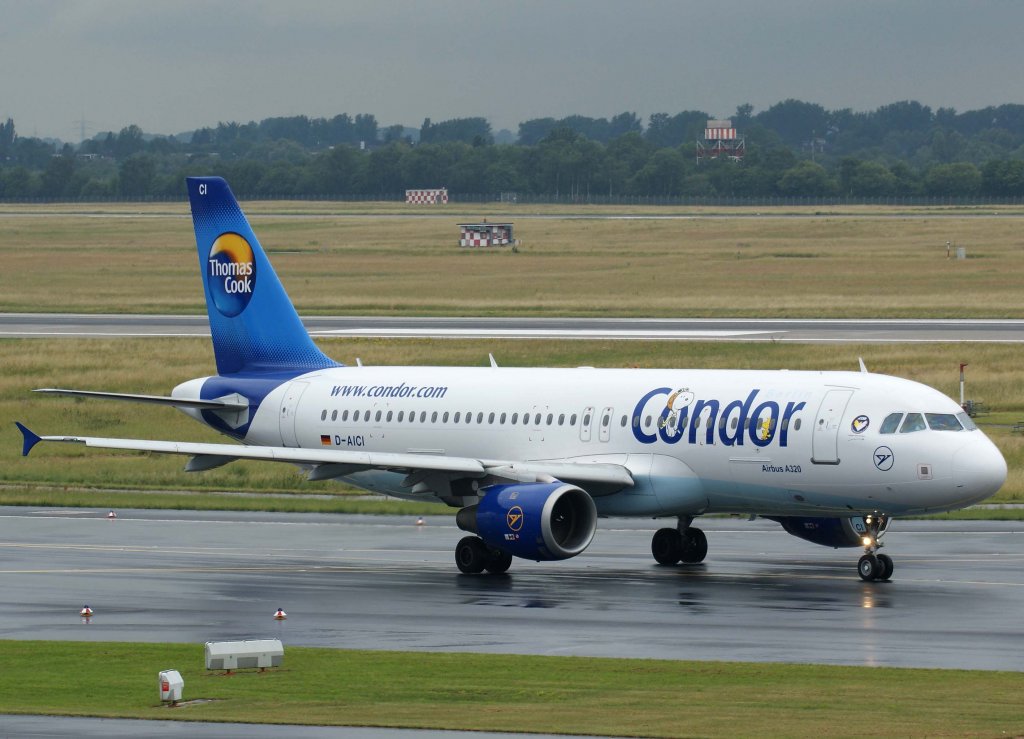 Condor-Berlin, D-AICI, Airbus A 320-200 (Peanuts-Sticker), 20.06.2011, DUS-EDDL, Dsseldorf, Germany 

