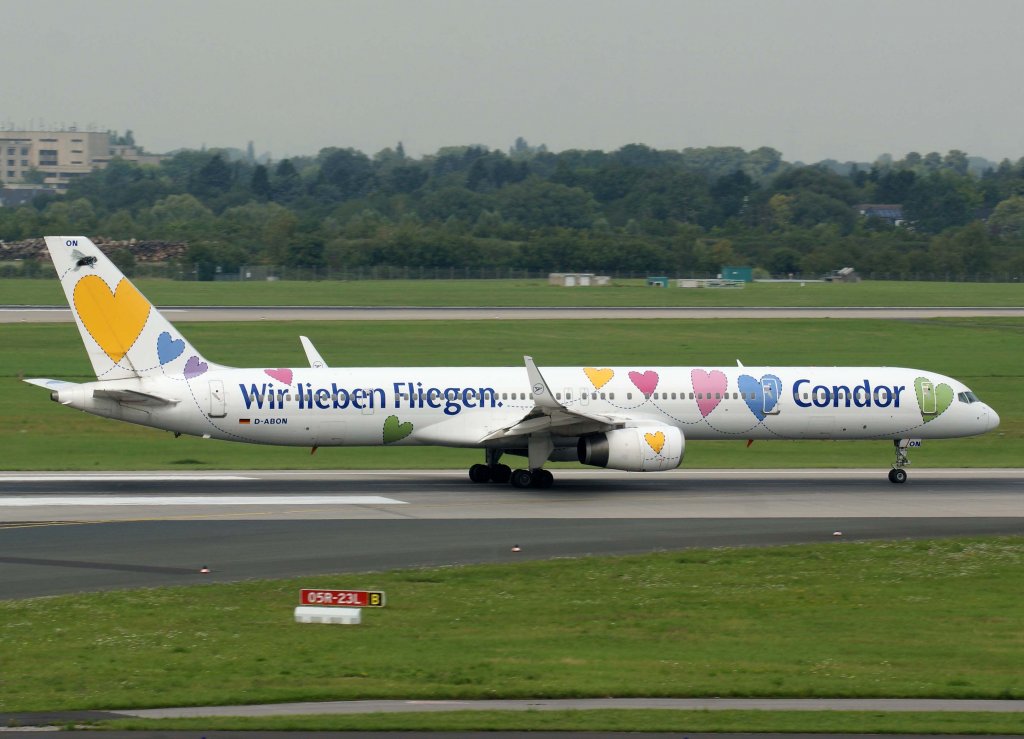 Condor, D-ABON  Willi ~ Wir lieben Fliegen , Boeing 757-300 wl, 28.07.2011, DUS-EDDL, Dsseldorf, Germany 

