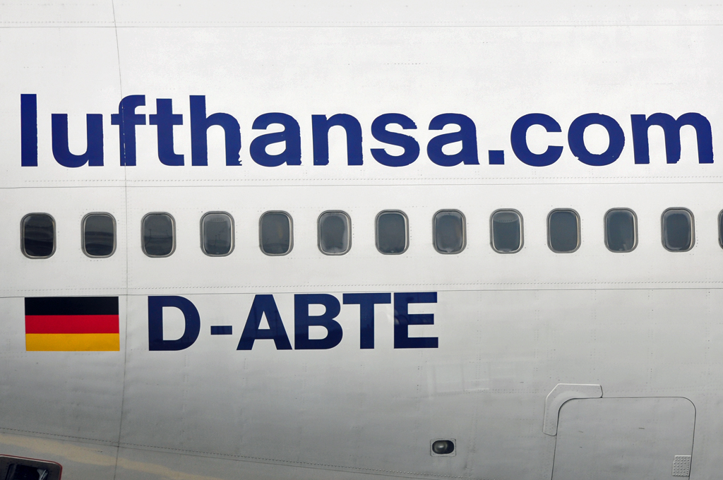 Detailaufnahme der Lufthansa B 747-430M, D-ABTE, FRA 14.04.2012