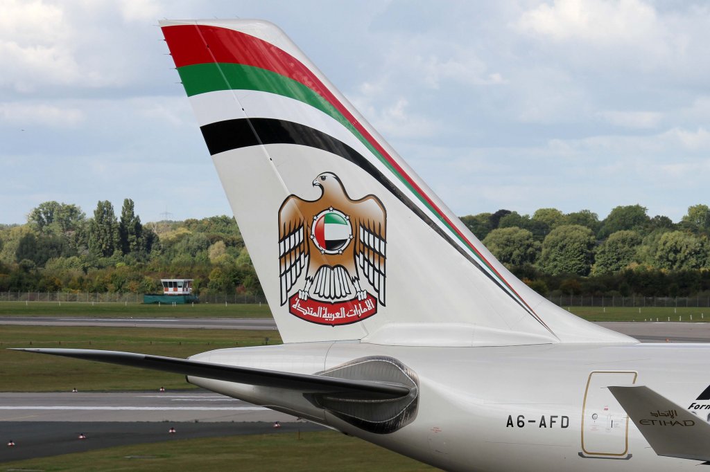 Etihad Airways, A6-AFD, Airbus, A 330-300 (Seitenleitwerk/Tail), 22.09.2012, DUS-EDDL, Dsseldorf, Germany