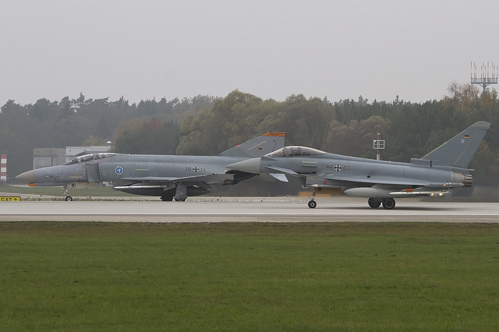 Germany - Air Force, 98+07, Eurofighter, EF-2000 Typhoon,( with 38+13, McDonnell Douglas, F-4F Phantom ), 25.10.2012, ETSI, Manching, Germany