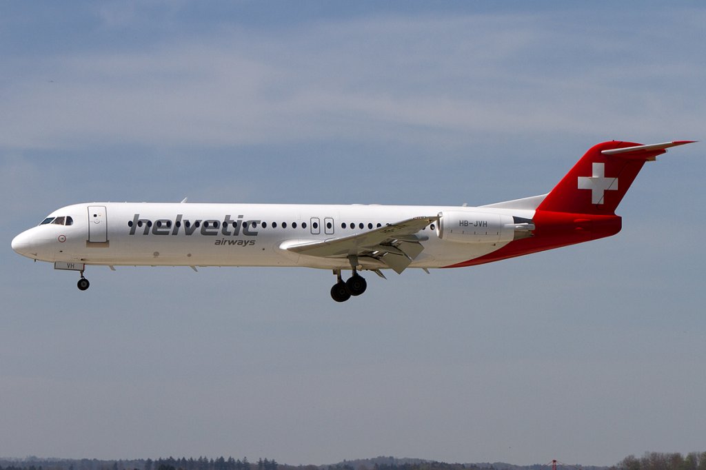 Helvetic Airways, HB-JVH, Fokker, F-100, 28.04.2012, ZRH, Zrich, Switzerland 



