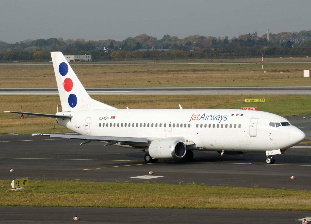 JAT Airways, YU-AON, Boeing 737-300, 2009.10.24, DUS, Dsseldorf, Germany
