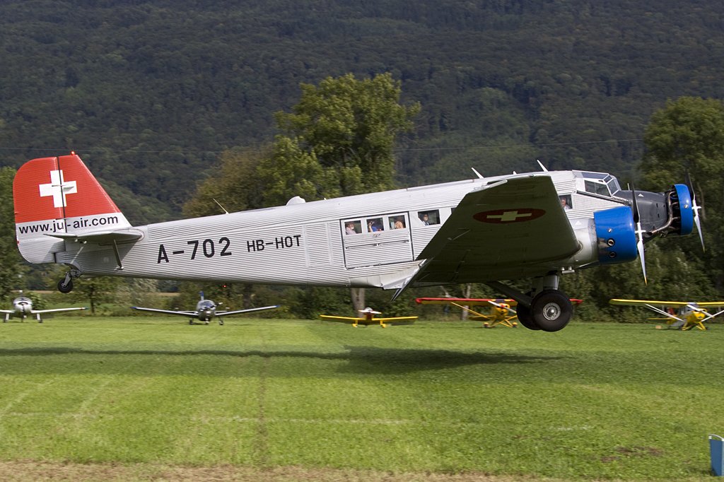 JU Air, HB-HOT, Junkers, JU-52-3m-64E, 22.08.2009, Kestenholz, Switzerland 

