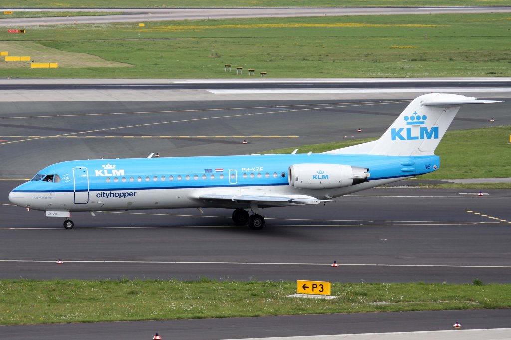 KLM cityhopper, PH-KZF, Fokker, 70, 11.08.2012, DUS-EDDL, Dsseldorf, Germany

