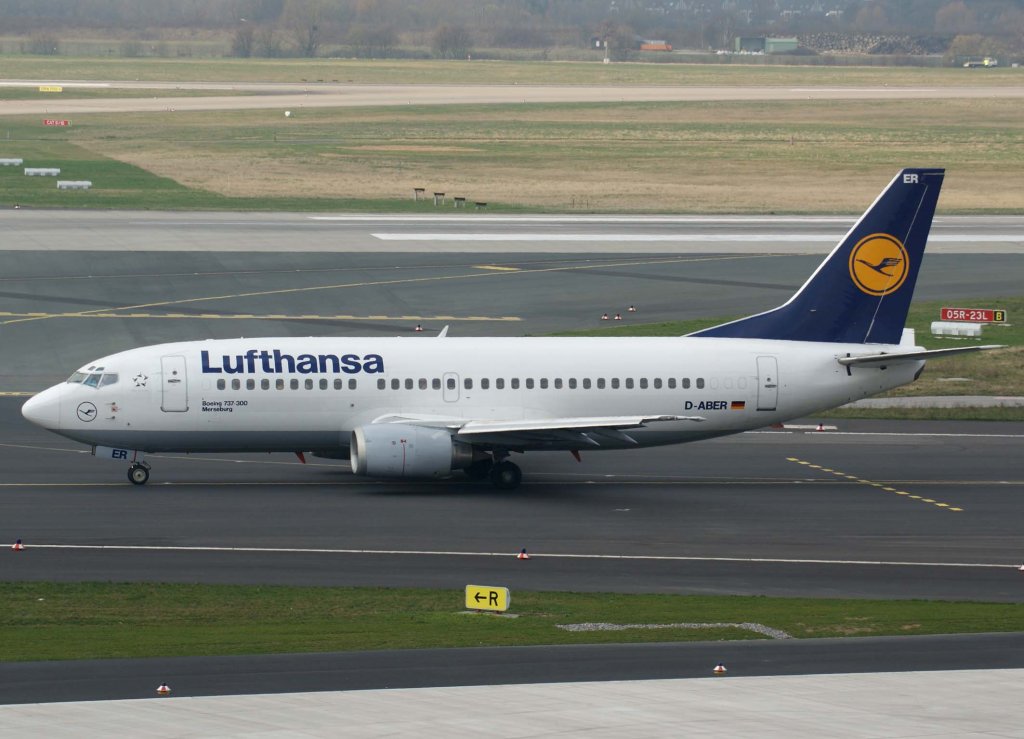 Lufthansa, D-ABER, Boeing 737-300 (Merseburg), 2009.03.17, DUS, Dsseldorf, Germany