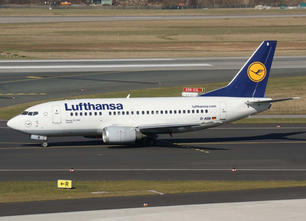 Lufthansa, D-ABII, Boeing 737-500 (Lrrach), 2010.03.03, DUS, Dsseldorf, Germany