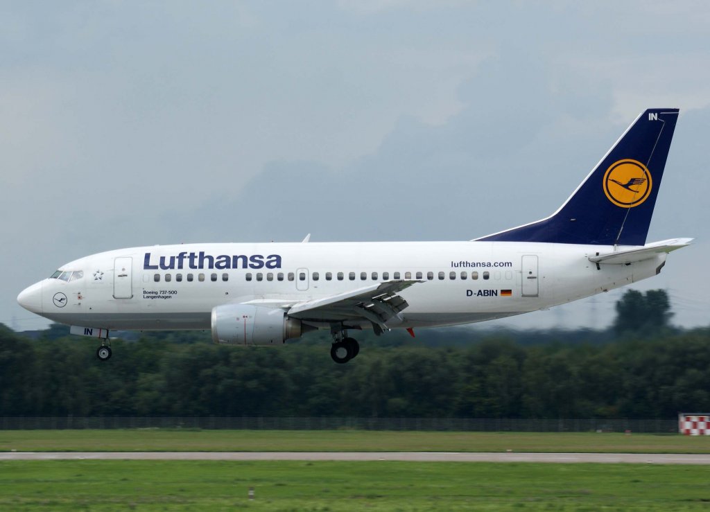 Lufthansa, D-ABIN, Boeing 737-500  Langenhagen  (Sticker-lufthansa.com), 2010.08.28, DUS-EDDL, Dsseldorf, Germany 

