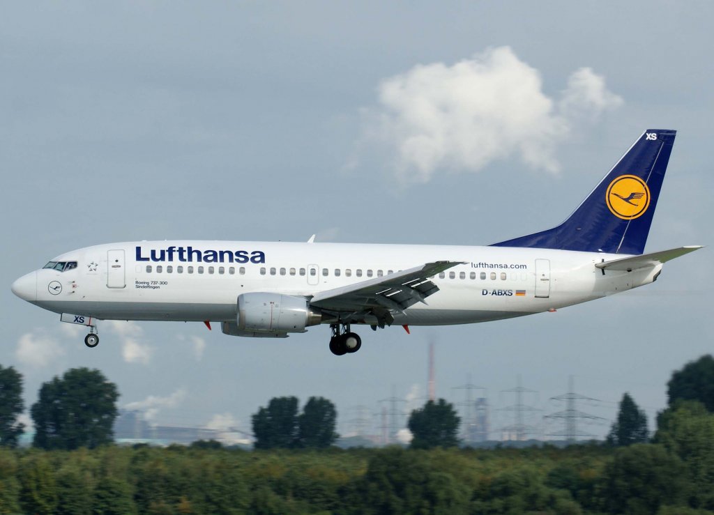 Lufthansa, D-ABXS, Boeing 737-300  Sindelfingen  (Sticker-lufthansa.com), 2010.08.28, DUS-EDDL, Dsseldorf, Germany 

