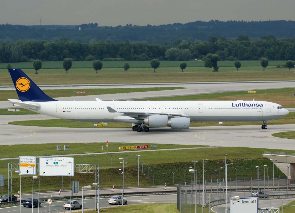 Lufthansa, D-AIHH, Airbus A 340-600 (Wiesbaden), 2009.06.20, MUC, Mnchen, Germany