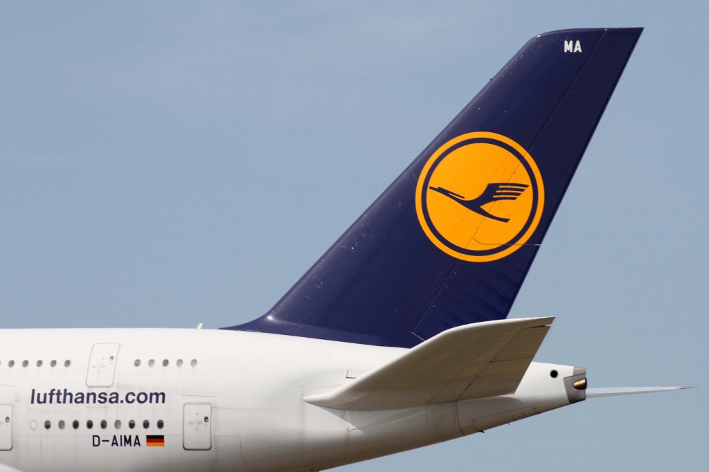 Lufthansa, D-AIMA  Frankfurt am Main , Airbus, A 380-800 (Seitenleitwerk/Tail), 10.09.2012, FRA-EDDF, Frankfurt, Germany