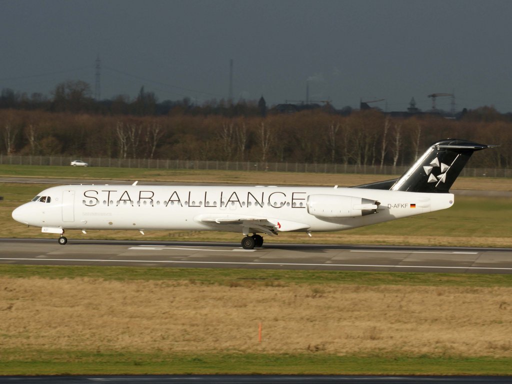 Lufthansa Regional (Contact Air), D-AFKF (SA-Lackierung), Fokker, 100, 06.01.2012, DUS-EDDL, Dsseldorf, Germany 