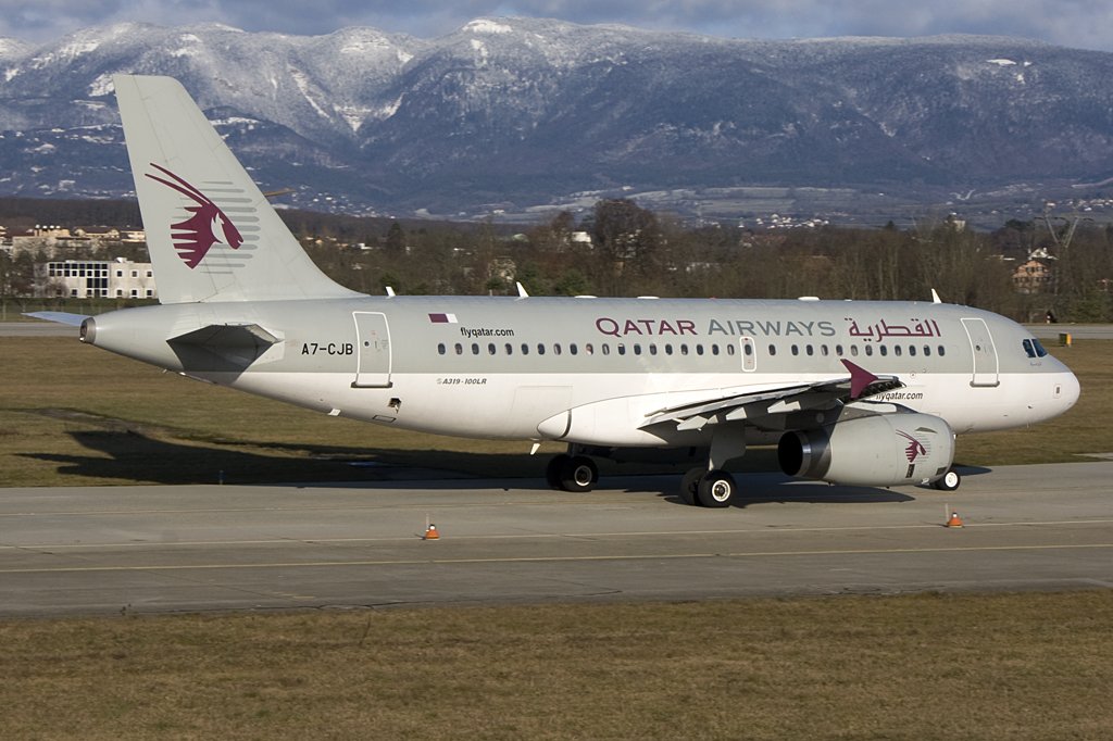 Qatar Airways, A7-CJB, Airbus, A319-133LR, 02.01.2010, GVA, Geneve, Switzerland 


