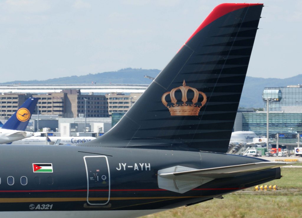Royal Jordanian, JY-AYH  Karak , Airbus A 320-200 (Seitenleitwerk/Tail), 02.08.2011, FRA-EDDF, Frankfurt, Germany 