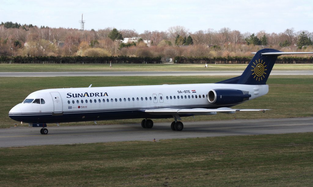 SunAdria,9A-BTE,(c/n458),Fokker F100,20.04.2013,HAM-EDDH,Hamburg,Germany