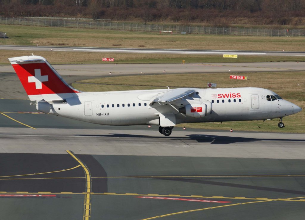 Swiss European Airlines, HB-IXU, BAe 146-300/Avro RJ-100  Pfannenstiel-853m , 2010.03.03, DUS-EDDL, Dsseldorf, Germany 


