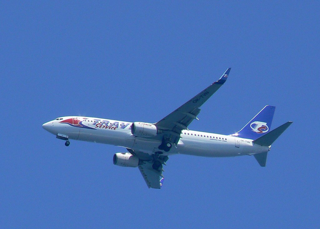 Travel Service B 737-8BK OK-TVN im Landeanflug auf Korfu am 15.07.2010