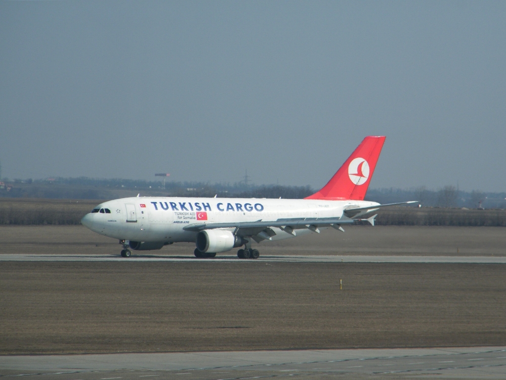 Trkish Airlines Cargo TC-JCT (Airbus A310) am Flughafen Budapest Ferihegy, Terminal 1, am 03. 03. 2012.  