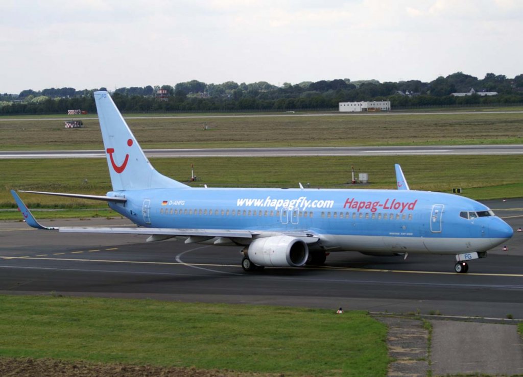 TUIfly, D-AHFG, Boeing 737-800 WL (alte blaue Lackierung), 2007.08.03, DUS-EDDL, Dsseldorf, Germany 

