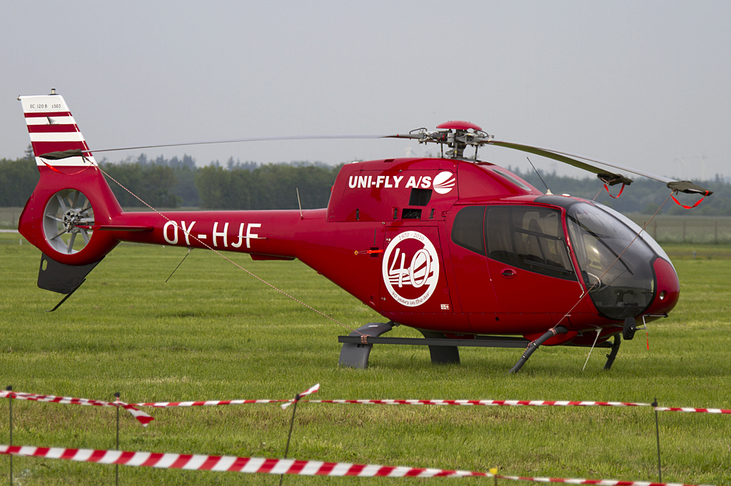 Uni Fly, OY-HJF, Eurocopter, EC-120 Colibri, 06.06.2010, EKSP, Skrydstrup, Denmark 


