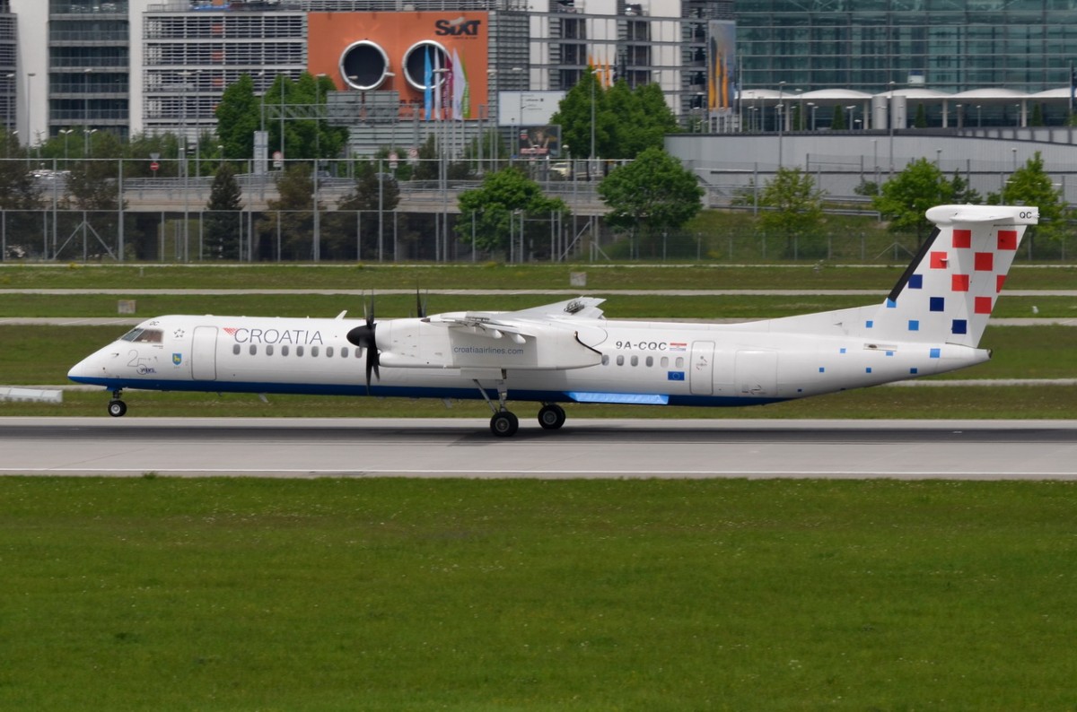 9A-CQC Croatia Airlines De Havilland Canada DHC-8-402Q Dash 8   bei der Landung in München am 12.05.2015