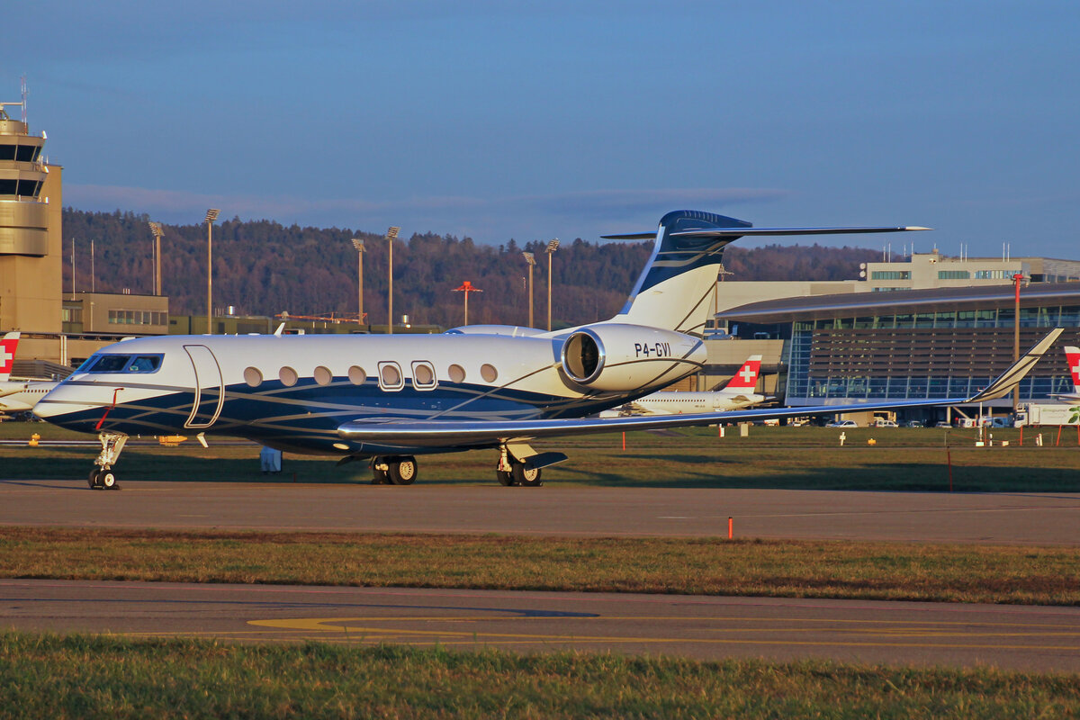 ABS Jets, P4-GVI, Gulfstream G650ER, msn: 6221, 19.Januar 2023, ZRH Zürich, Switzerland.