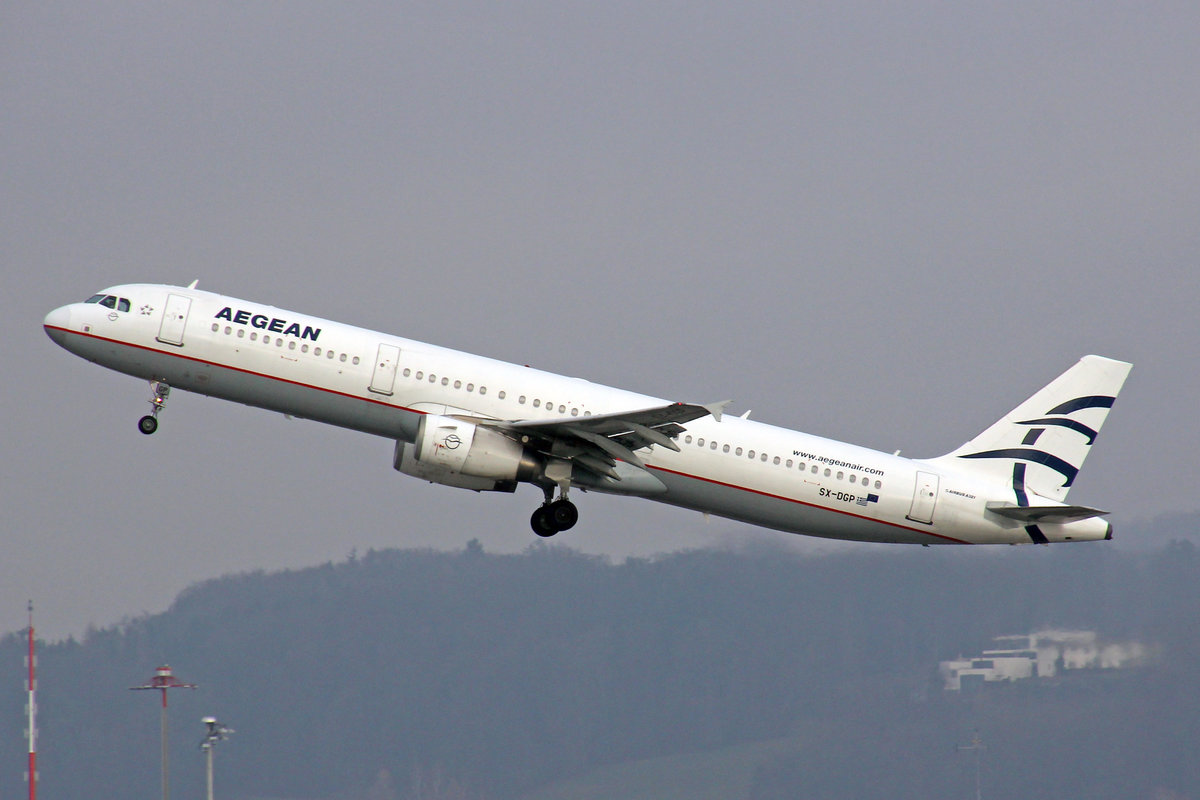Aegean Airlines, SX-DGP, Airbus A321-232, msn: 3302, 26.Dezember 2018, ZRH Zürich, Switzerland.