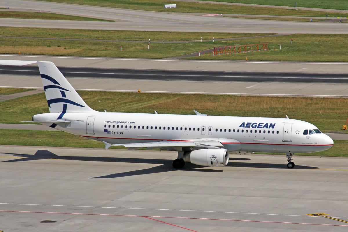 Aegean Airlines, SX-DVW, Airbus A320-232,  Nikos Kazantzakis ,  08.Juli 2017, ZRH Zürich, Switzerland.