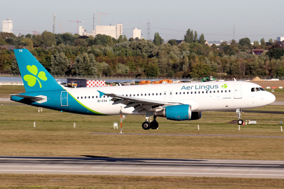 Aer Lingus Airbus A320-214 EI-CVA bei der Landung in Düsseldorf 21.9.2019