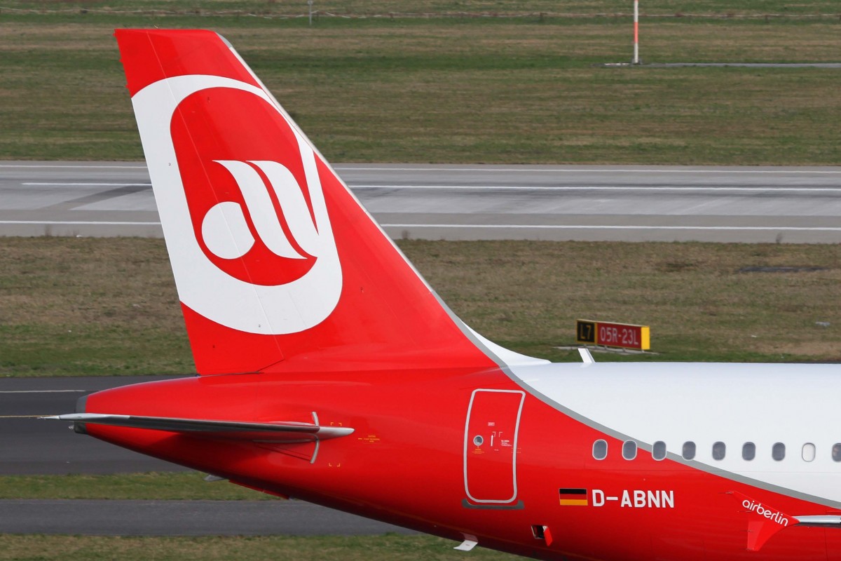 Air Berlin, D-ABNN, Airbus, A 320-214 (Seitenleitwerk/Tail), 03.04.2015, DUS-EDDL, Düsseldorf, Germany