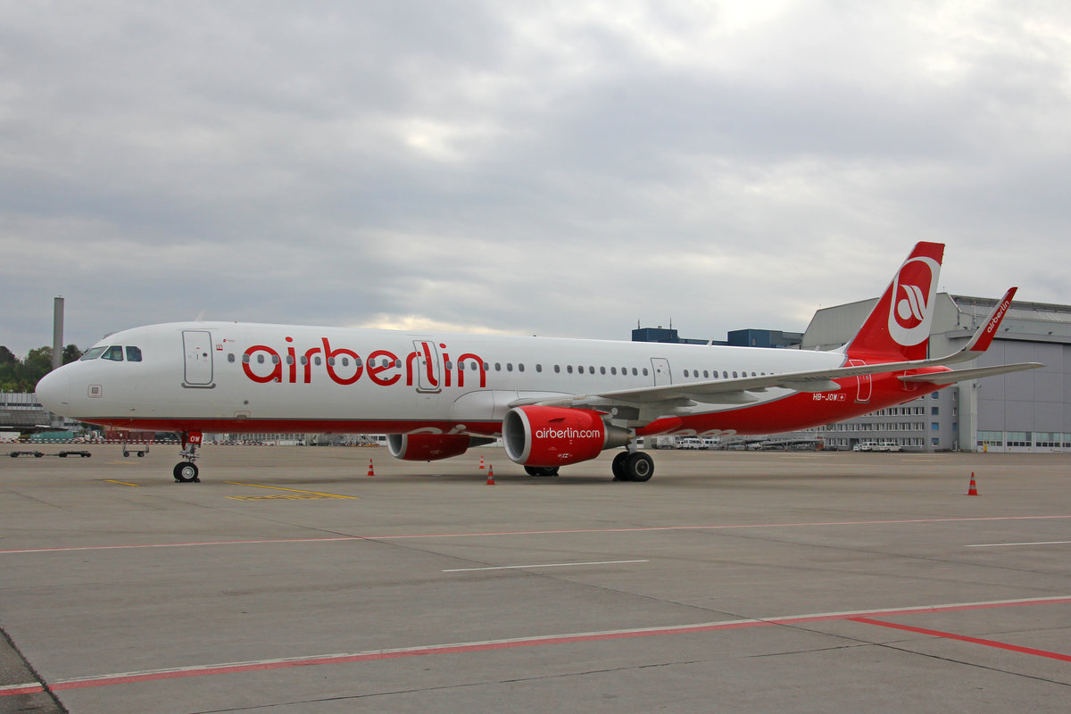 Air Berlin (Operated by Belair Airlines), HB-JOW, Airbus A321-211, 17.April 2017, ZRH Zürich, Switzerland.