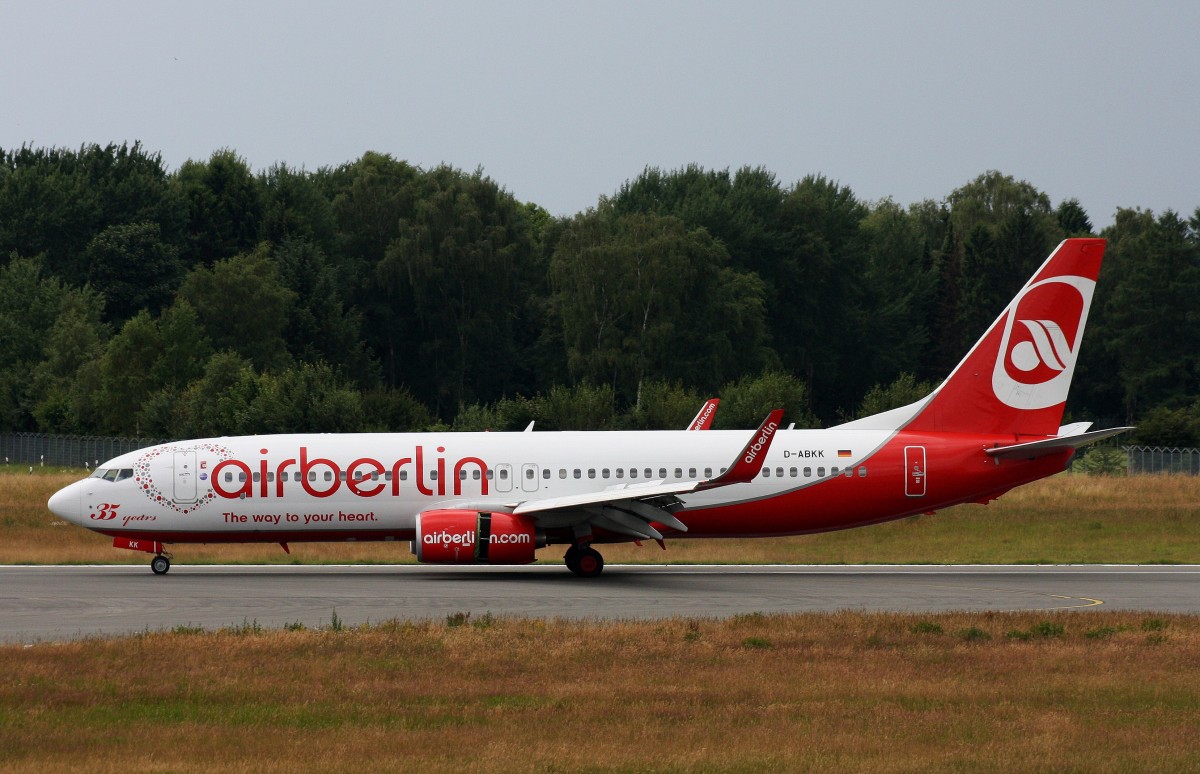 Air Berlin,D-ABKK,(c/n37753),Boeing 737-86J(WL),28.06.2014,HAM-EDDH,Hamburg,Germany(Sticker:35 years)