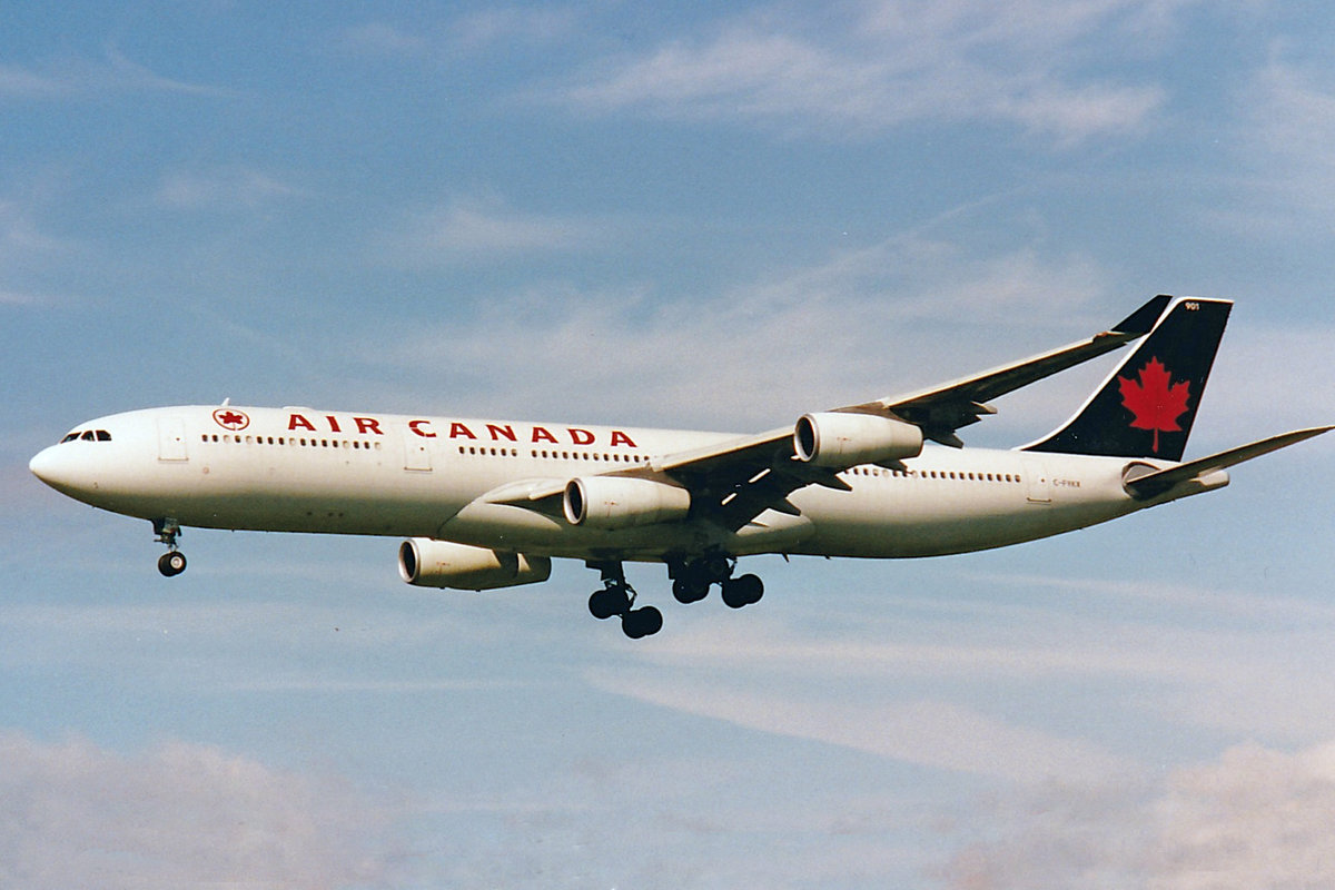 Air Canada, C-FYKX, Airbus A340-313X, msn: 150, Mai 1997, ZRH Zürich, Switzerland. Scan aus der Mottenkiste.