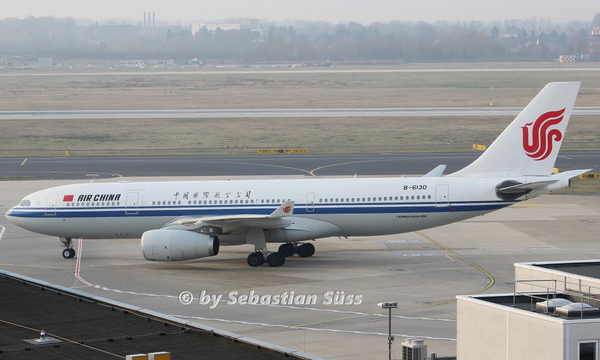 Air China A330-200 B-6130 arrives at Dusseldorf. 24.3.15