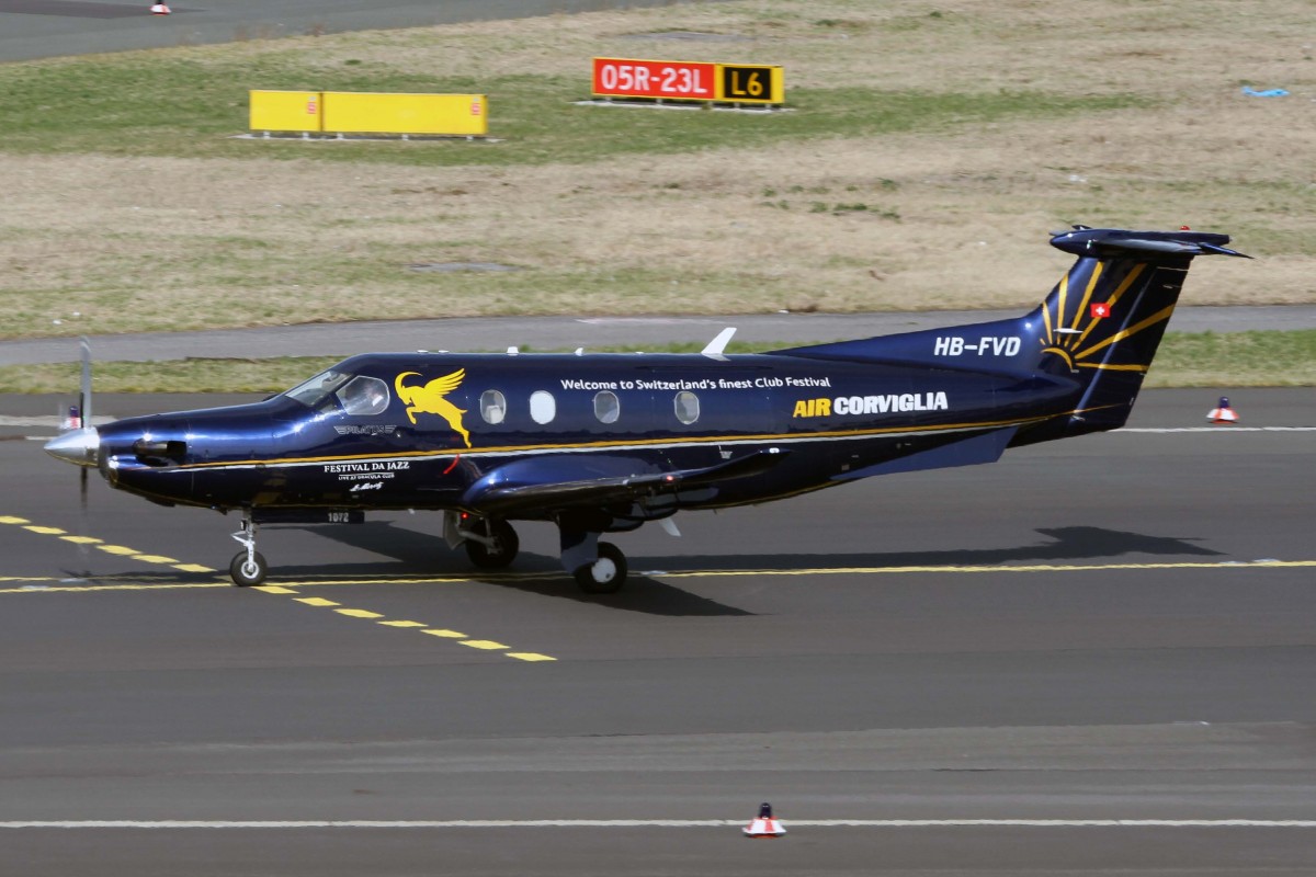 Air Corviglia, HB-FVD, Pilatus, PC-12/47, 03.04.2015, DUS-EDDL, Düsseldorf, Germany
